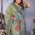 sage jacquard cotton blend saree with blouse 