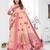 peach jacquard cotton blend saree with blouse 