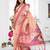 peach jacquard cotton blend saree with blouse 