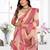 peach jacquard cotton blend saree with blouse 