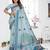 blue jacquard cotton blend saree with blouse 