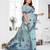 blue jacquard cotton blend saree with blouse 