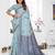 blue jacquard cotton blend saree with blouse 