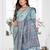 blue jacquard cotton blend saree with blouse 