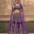 Purple Velvet Heavy Sequins Embroidery Work Bridal Lehenga with Unstitched Blouse and Net Dupatta