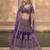 Purple Velvet Heavy Sequins Embroidery Work Bridal Lehenga with Unstitched Blouse and Net Dupatta