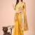 yellow woven cotton blend saree with artisanal motifs