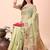 light green woven cotton blend saree with artisanal motifs