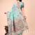 sky blue woven cotton blend saree with artisanal motifs