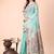 sky blue woven cotton blend saree with artisanal motifs