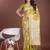 olive green cotton blend saree with woven zari pallu