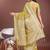 olive green cotton blend saree with woven zari pallu