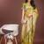 olive green cotton blend saree with woven zari pallu