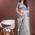 grey cotton blend saree with woven zari pallu