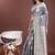 grey cotton blend saree with woven zari pallu