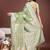 light green cotton blend saree with woven zari pallu