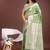 light green cotton blend saree with woven zari pallu
