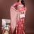 onion pink cotton blend saree with woven zari pallu