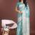 sea green cotton blend saree with woven zari pallu