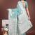 sea green cotton blend saree with woven zari pallu