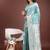 sea green cotton blend saree with woven zari pallu