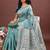 sea green cotton blend saree with woven zari pallu