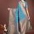Teal blue banarasi silk blend saree antique gold woven motifs