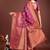 Dark magenta banarasi silk blend saree antique gold woven motifs
