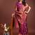Dark magenta banarasi silk blend saree antique gold woven motifs