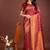 Maroon banarasi silk blend saree antique gold woven motifs