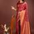 Maroon banarasi silk blend saree antique gold woven motifs