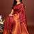 Maroon banarasi silk blend saree antique gold woven motifs