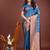 Royal blue banarasi silk blend saree antique gold woven motifs