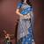 Royal blue silk blend saree with zari woven pallu
