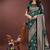 Dark green silk blend saree with zari woven pallu
