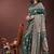Dark green silk blend saree with zari woven pallu