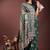 Dark green silk blend saree with zari woven pallu