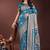 Teal blue silk blend saree with zari woven pallu