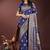 Navy blue silk blend saree with zari woven pallu
