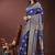 Navy blue silk blend saree with zari woven pallu