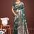 Dark green banarasi silk blend floral woven saree