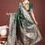 Dark green banarasi silk blend floral woven saree