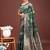 Dark green banarasi silk blend floral woven saree