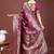Wine banarasi silk blend floral woven saree