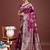 Wine banarasi silk blend floral woven saree