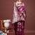 Wine banarasi silk blend floral woven saree