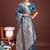 Teal blue banarasi silk blend floral woven saree