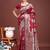 Maroon banarasi silk blend floral woven saree