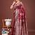 Maroon banarasi silk blend floral woven saree