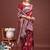 Maroon banarasi silk blend floral woven saree